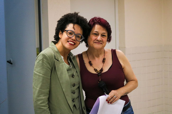 Prof.ª Dr.ª Maria Cristina Palhares e Bibliotecária Fernanda Ferreira da Silva.