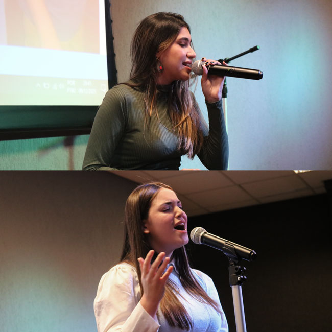 Alunas demonstram seus talentos em apresentações de canto